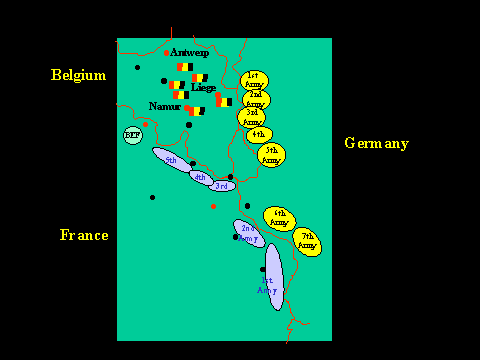 French mass men to go into Alsace and Lorraine; Germans to move through Belgium